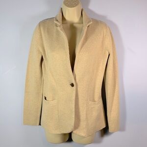 J crew oatmeal tan knit sweater blazer size xs single 1 button classic preppy
